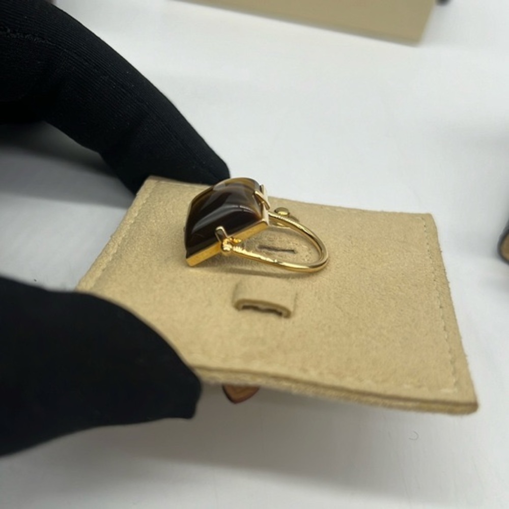 Louis Vuitton NWB Vintage 18K Yellow Gold Tiger Eye Padlock Shaped Pendant - Picture 8 of 16